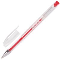 Ручка гелевая красный стержень  узел 0.5мм Brauberg "Jet" корпус прозрачный (12)