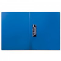 Папка с боковым металлическим прижимом А4 BRAUBERG стандарт синяя до 100 листов 0,6 мм (10/20)