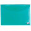 Папка-конверт на кнопке А3 BRAUBERG 180мкм пластик прозрачная зеленая (1/10)