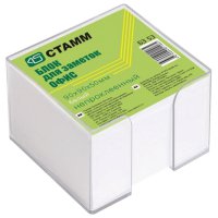 Блок для записей СТАММ непроклеенный "Офис" 9*9*5см куб белый в подставке прозрачной  белизна 90-92% (1/12)