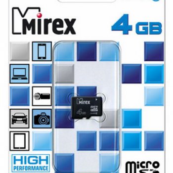 Карта micro-SD Mirex 4GB Class 4/6 (SDHC) (без адаптера)
