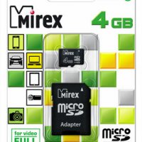 Карта micro-SD Mirex 4GB Class 10 + адаптер (SDHC)
