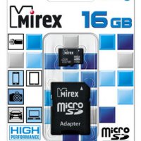 Карта micro-SD Mirex 16GB Class 4/6 + адаптер (SDHC)