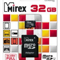Карта micro-SD Mirex 32GB Class 10 +адаптер (SDHC) UHS-I