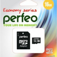 Карта micro-SD Perfeo 16GB Class 10 economy + адаптер (SDHC)