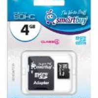 Карта micro-SD SmartBuy 4GB Class 4 + адаптер (SDHC)
