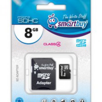 Карта micro-SD SmartBuy 8GB Class 4 + адаптер (SDHC)