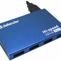 USB- хаб Defender Septima Slim USB 2.0 7портов, кабель 1м, блок питания DC 5В, 2А