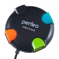 USB-хаб Perfeo H020 4 порта, черный, USB 2.0