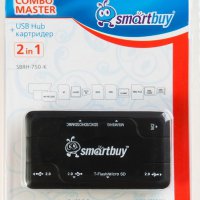 Kартридер + USB- хаб SmartBuy 750-K Combo черный
