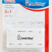Kартридер + USB- хаб SmartBuy 750-W Combo белый