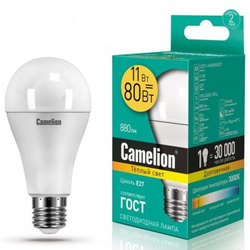Лампа диодная A60 11Вт Е27 3000К 840Лм Camelion (10)