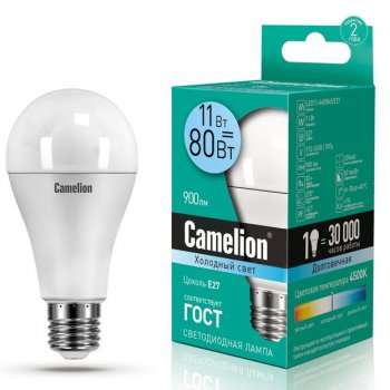 Лампа диодная A60 11Вт Е27 4500К 900Лм Camelion (10/100)