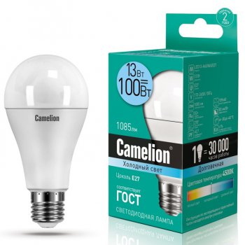 Лампа диодная A60 13Вт Е27 4500К 1085Лм Camelion (10/100)*