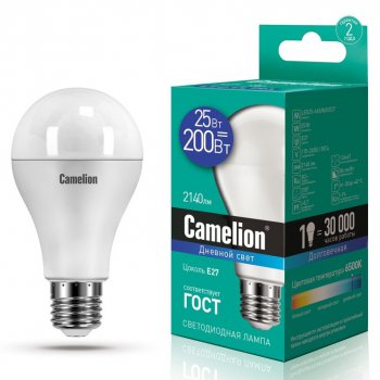 Лампа диодная A65 25Вт Е27 6500К 2140Лм Camelion (20/100)
