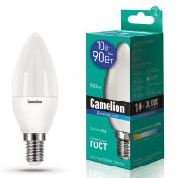 Лампа диодная свеча 10Вт Е14 6500К 850Лм Camelion (10/100)