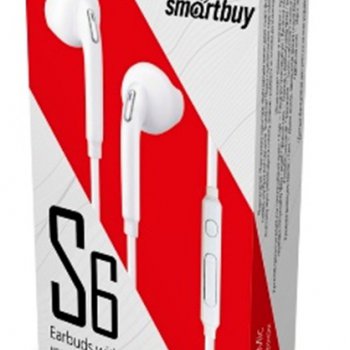 Гарнитура вкладыши SmartBuy  202K S6 белый коробка (60)