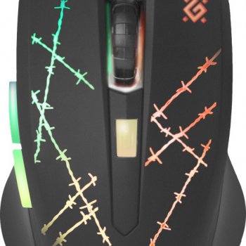 Мышь Defender игровая Forced GM-020L USB, 6кн, 800/1800/2400/3200 DPI, подсветка, коврик в комплекте, черный (1/40)