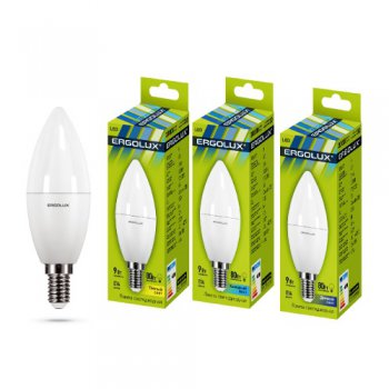 Лампа диодная свеча  9Вт Е14 3000К 760Лм Ergolux (10)