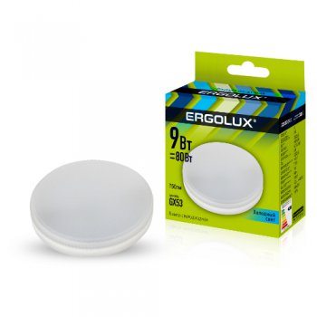 Лампа диодная GX53  9Вт 4500К 750Лм Ergolux (10/100)