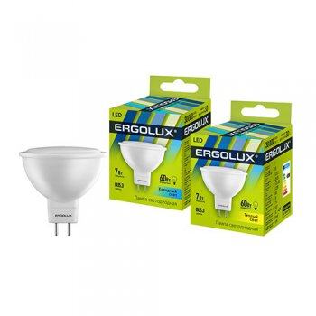 Лампа диодная MR16 GU5.3  7Вт 6500К 510Лм Ergolux (10)
