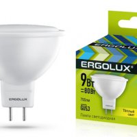 Лампа диодная MR16 GU5.3  9Вт 3000К 760Лм Ergolux (10)