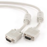 Кабель VGA - VGA 10 метров, двойной экран, ферритовые кольца, Cablexpert, серый (1/20)