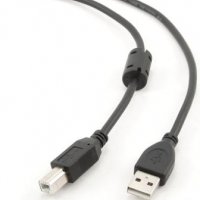 Кабель USB AM - BM 3 м, PRO, позолоченные контакты, ферритовые кольца, Gembird, черный (1/100)