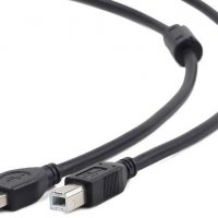Кабель USB AM - BM 3 м, экран, ферритовые кольца, Gembird, черный (1/100)