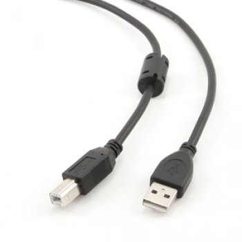 Кабель USB AM-BM 4.5 метра Cablexpert PRO, двойное экранирование, ферритовое кольцо, черный, пакет (1/100)