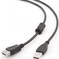 Удлинитель USB AM - AF 3 м, PRO, позолоченные контакты, ферритовые кольца, Gembird, черный (1/100)