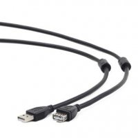 Удлинитель USB AM - AF 4.5 метра, позолоченные контакты, ферритовые кольца, Gembird, черный (1/100)