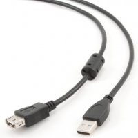 Удлинитель USB AM - AF 4.5 м, PRO, позолоченные контакты, ферритовые кольца, Gembird, черный (1/100)