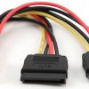 Кабель питания SATA 15 см, 4pin(molex)/2x15pin(SATA) на 2 устройства, Gembird