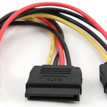 Кабель питания SATA 15 см, 4pin(molex)/2x15pin(SATA) на 2 устройства, Gembird