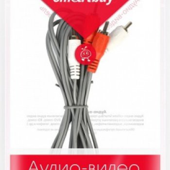 Кабель 2RCA - 2RCA 1.8 м, SmartBuy, серый (300)