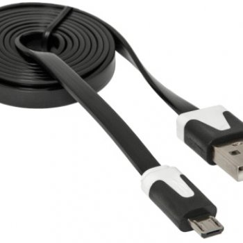 Кабель USB-microB  1м Defender USB08-03P плоский черный (1/25)