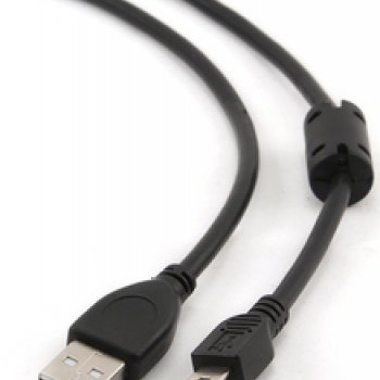 Кабель USB-miniB 1.8м Cablexpert золочёные контакты черный (200)