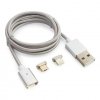 Кабель Cablexpert USB (A male) - две магнитных насадки: USB (microB male 5P) + iPhone (lightning 8P), 1м, серый, блистер (1/100)