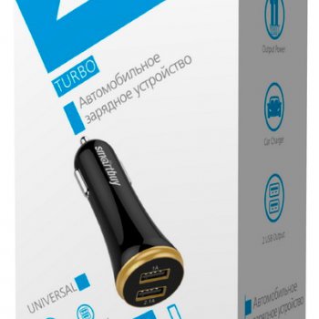 Адаптер авто USBx2 SmartBuy 2020 Turbo max 2.1A USB-1A+USB-2.1A черный