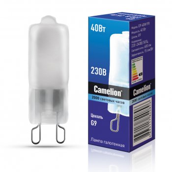 Лампа галогенная G9 40Вт 220В капсула Camelion матовая (100)