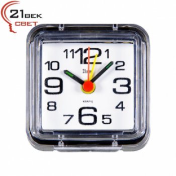 Будильник 21 ВЕК квадрат 7*7см корпус белый кварцевый механизм (50)*
