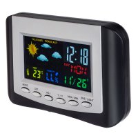 Часы Perfeo COLOR цвет табло цветной, будильник, температура, влажность, календарь, питание (USB/2*AAA),черный/серебряный (PF-S3332CS) (1/60)