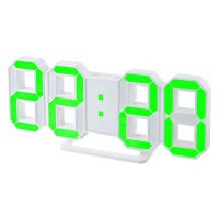 Часы Perfeo LUMINOUS цвет табло зеленый LED, высота цифр 8 см, будильник, CR2032 для сохранения настроек, регулировка яркости, питание USB, белый (PF-663) (1/20)