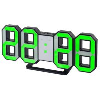 Часы Perfeo LUMINOUS цвет табло зеленый LED, высота цифр 8 см, будильник, CR2032 для сохранения настроек, регулировка яркости, питание USB, черный (PF-663) (1/20)