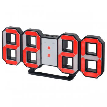 Часы Perfeo LUMINOUS цвет табло красный LED, высота цифр 8 см, будильник, CR2032 для сохранения настроек, регулировка яркости, питание USB, черный (PF-663) (1/20)