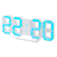 Часы Perfeo LUMINOUS цвет табло синий LED, высота цифр 8 см, будильник, CR2032 для сохранения настроек, регулировка яркости, питание USB, белый (PF-663) (1/20)
