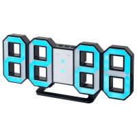 Часы Perfeo LUMINOUS цвет табло синий LED, высота цифр 8 см, будильник, CR2032 для сохранения настроек, регулировка яркости, питание USB, черный (PF-663) (1/20)