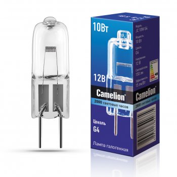Лампа галогенная JC 12В 10Вт G4 капсула Camelion (100)