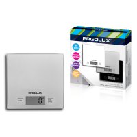 Весы кухонные электронные Ergolux ELX-SK01-С03 5кг 150х150мм CR2032 серый (20)